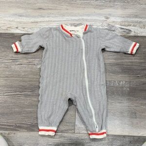 Juddlies Elegant Gray and Red Baby Footie